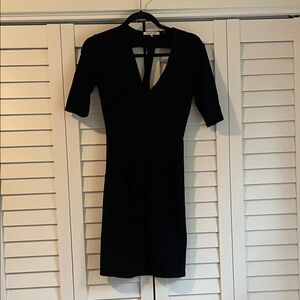 Helmut Lang Elegant Black V-Neck Mini Dress